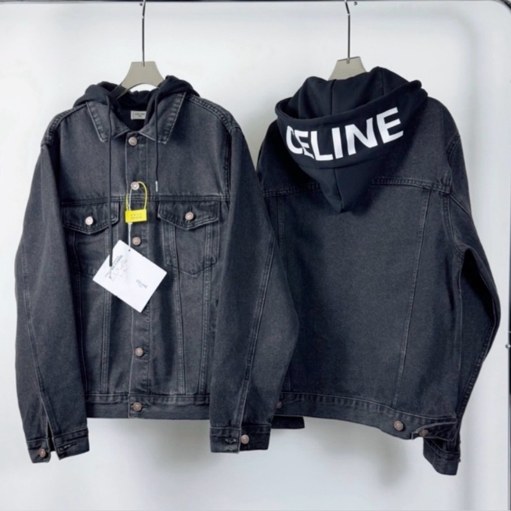 Celine Black Denim Jacket with Hood